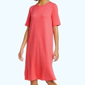 NEW Eileen Fisher Organic Cotton Midi Tee T-Shirt Dress Passion Fruit Size SMALL